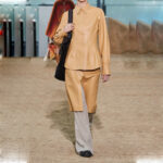 Women's Brown Soft Smart Collar Sleeves Leather Shirt - Image 5
