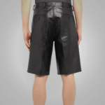Mens Black Leather Shorts - Image 5