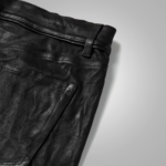 Men's  Fashion Black Cowhide Leather Biker Pant - Image 5