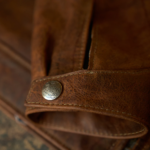 Brown Men Lambskin Iconic Trucker Leather Biker Jacket - Image 5