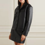 Women's Black Soft Fit Smooth Faux Leather Shirt - Image 3
