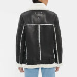 WOMEN’S BLACK OVERSIZED SHEARLING LEATHER JACKET - Image 2