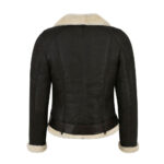 WOMENS GENUINE LEATHER FAUX FUR SHEARLING BIKER JACKET - Image 2