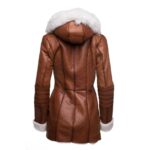 Ayva's Tan Shearling coat with fox fur trim Hoodie - Image 2