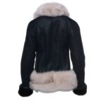 Cecily's Black Shearling Sheepskin Jacket with Fox fur trim - Image 2