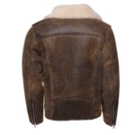Carter's Distressed Biker bomber shearling jacket with notch lapels - Image 2