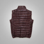 Mens Dark Brown Bubble Leather Down Vest - Image 3