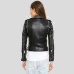 Amia Black Studded Leather Jacket - Image 3