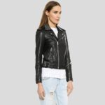 Amia Black Studded Leather Jacket - Image 4