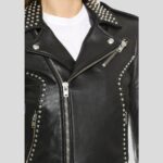 Amia Black Studded Leather Jacket - Image 2
