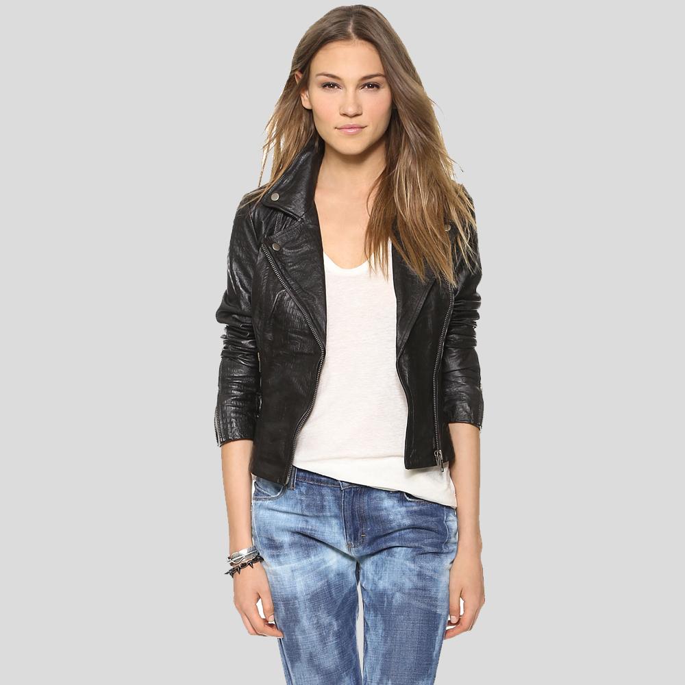 AzariaBlackMotorcycleLeatherJacket1.jpg Azaria Black Motorcycle Leather Jacket - Image 1