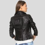 Azaria Black Motorcycle Leather Jacket - Image 3