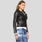 Azaria Black Motorcycle Leather Jacket - Image 4