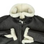 Men B-6 Black Shearling Bomber Jacket - Image 3