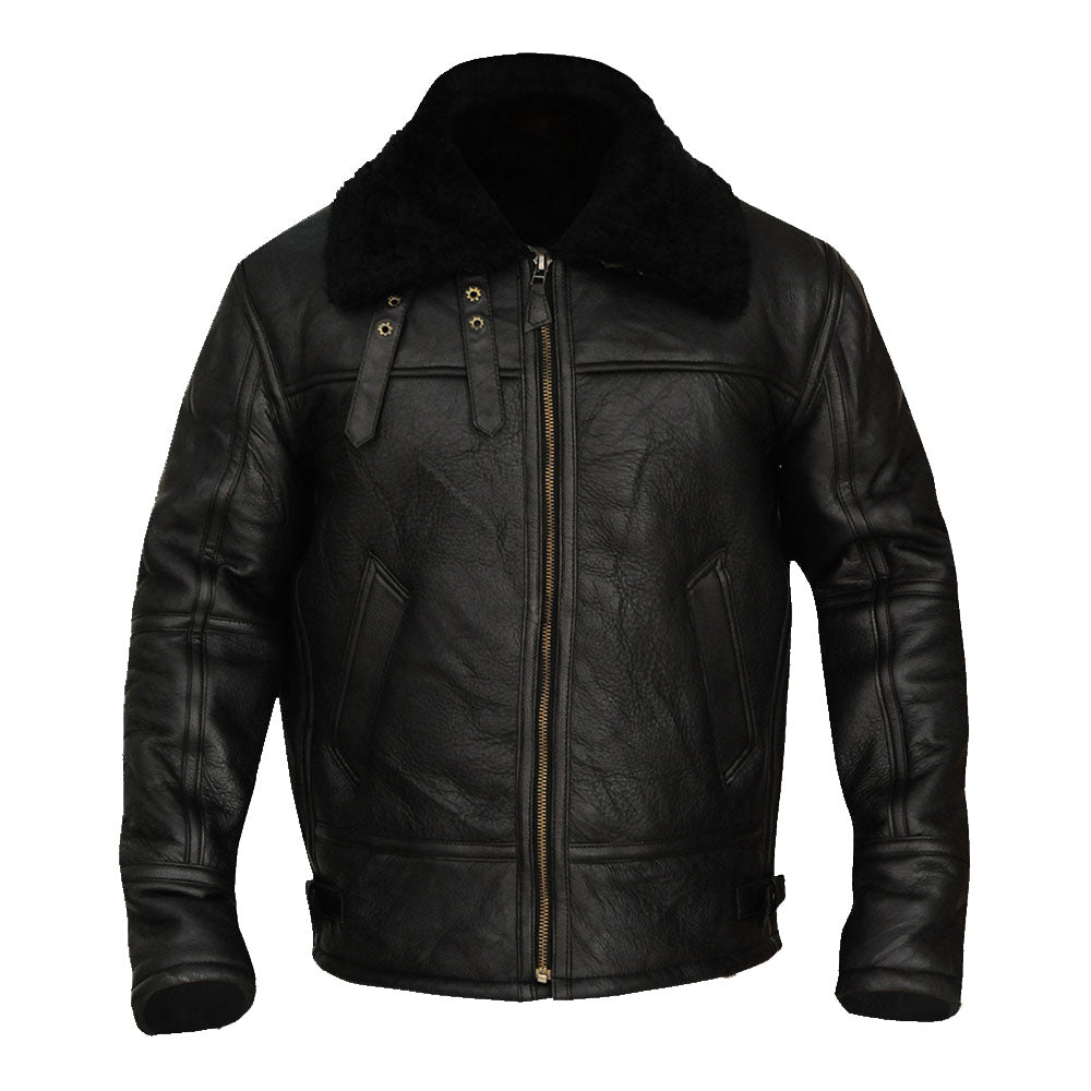 B3-Aviator-Bomber-Sheepskin-Black-Jacket_b56a0efd-968c-4ab3-b344-e42e315a16f4.jpg B3 Aviator Bomber Sheepskin Black Jacket - Image 1