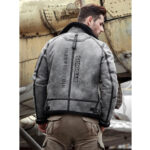B3 Bomber Jacket Grey Shearling Jacket - Image 2