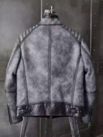 B3 Bomber Jacket Grey Shearling Coat - Image 2