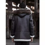 B3 Bomber Jacket Hooded Leather Jacket Shearling Coat Mens Brown - Image 2