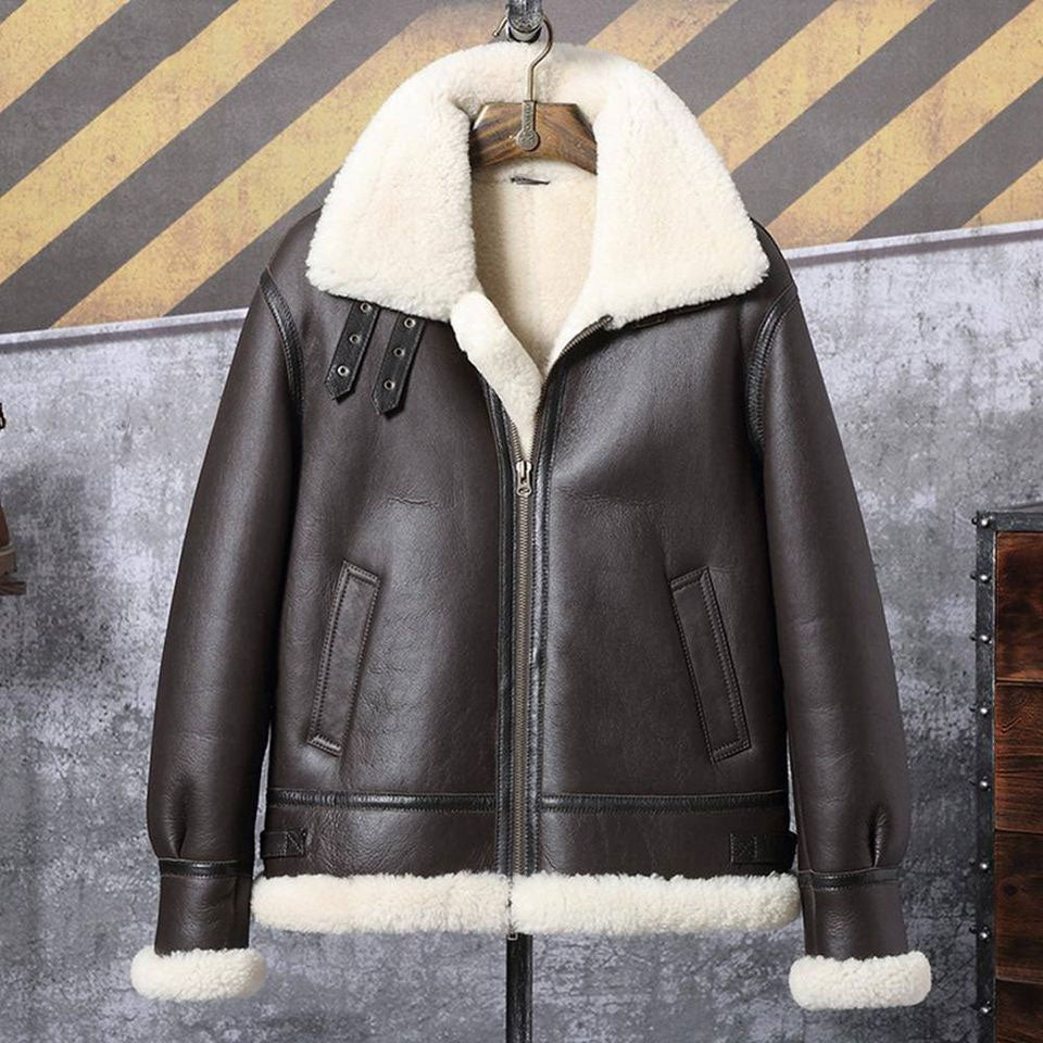 B3-Bomber-Jacket-Sheepskin-Shearling-Jacket.jpg Classic B3 Sheepskin Bomber Shearling Leather Jacket - Image 1