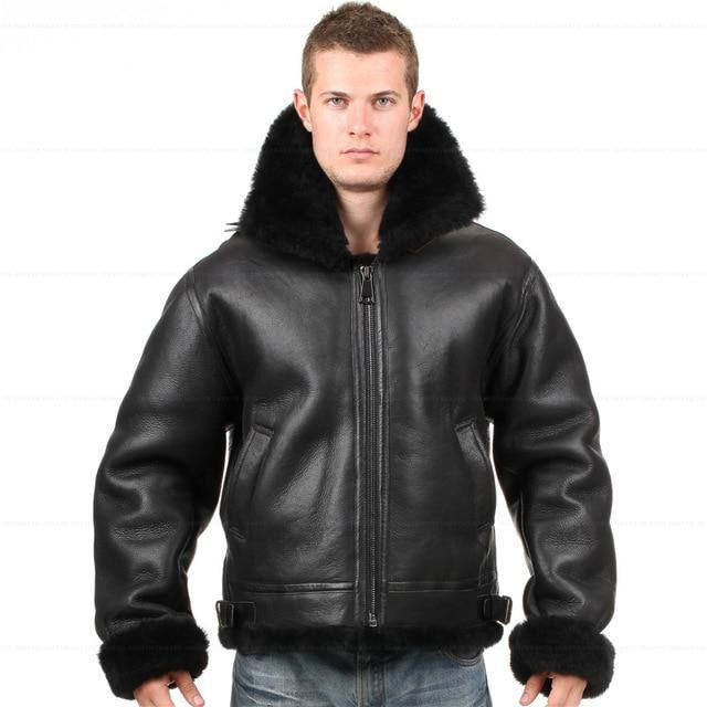 B3-Bomber-Jacket-shearling-Leather-jacket-Bomber-Fur-pilot-World-Flying-aviation.jpg B3 Fur Bomber Shearling Leather Pilot Flying Aviation Jacket - Image 1