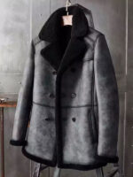 B3 Shearling Long Coat Overcoat B3 Hunting Jacket - Image 2