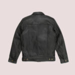 B3 Black Mens Rugged Style Sheepskin Leather Motorcycle Jacket - Image 2