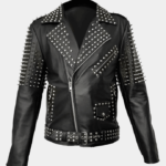 Men's Black Studded Biker Leather Jacket