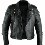 Men's Black Studded Leather Biker Jacket