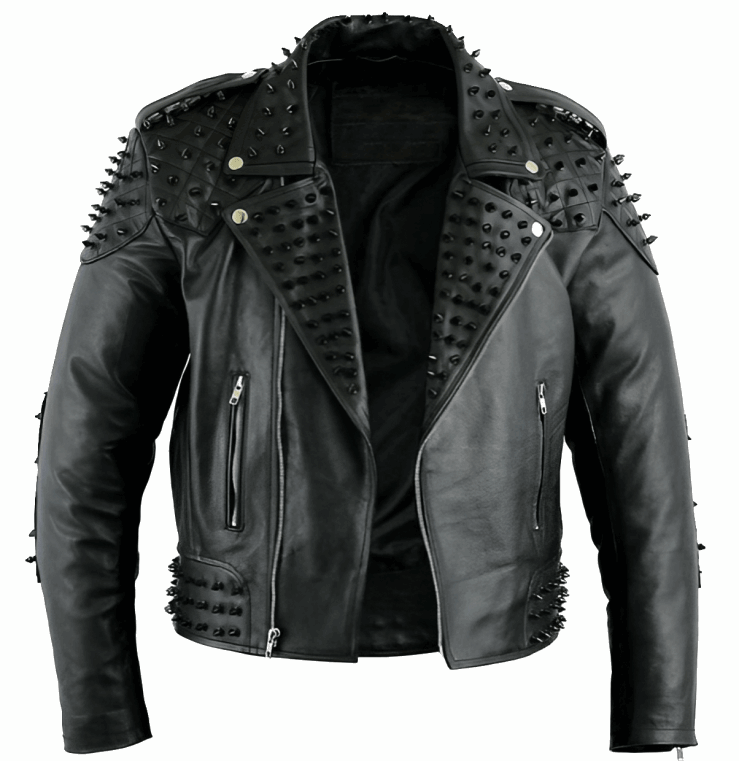Best-Men-Black-Studded-Leather-Biker-Jacket-min-_1-1.png Men's Black Studded Leather Biker Jacket - Image 1