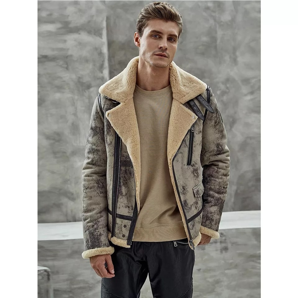 Best-Mens-Distressed-Biker-Shearling-Leather-Jacket-1.jpg Men's Distressed Biker Shearling Leather Jacket - Image 1