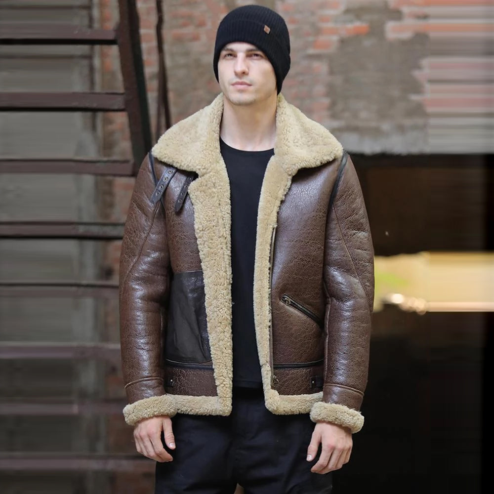 BestMensB3FlightAviatorShearlingSheepskinLeatherJacket2.jpg Best Mens B3 Flight Aviator Shearling Sheepskin Leather Jacket - Image 1