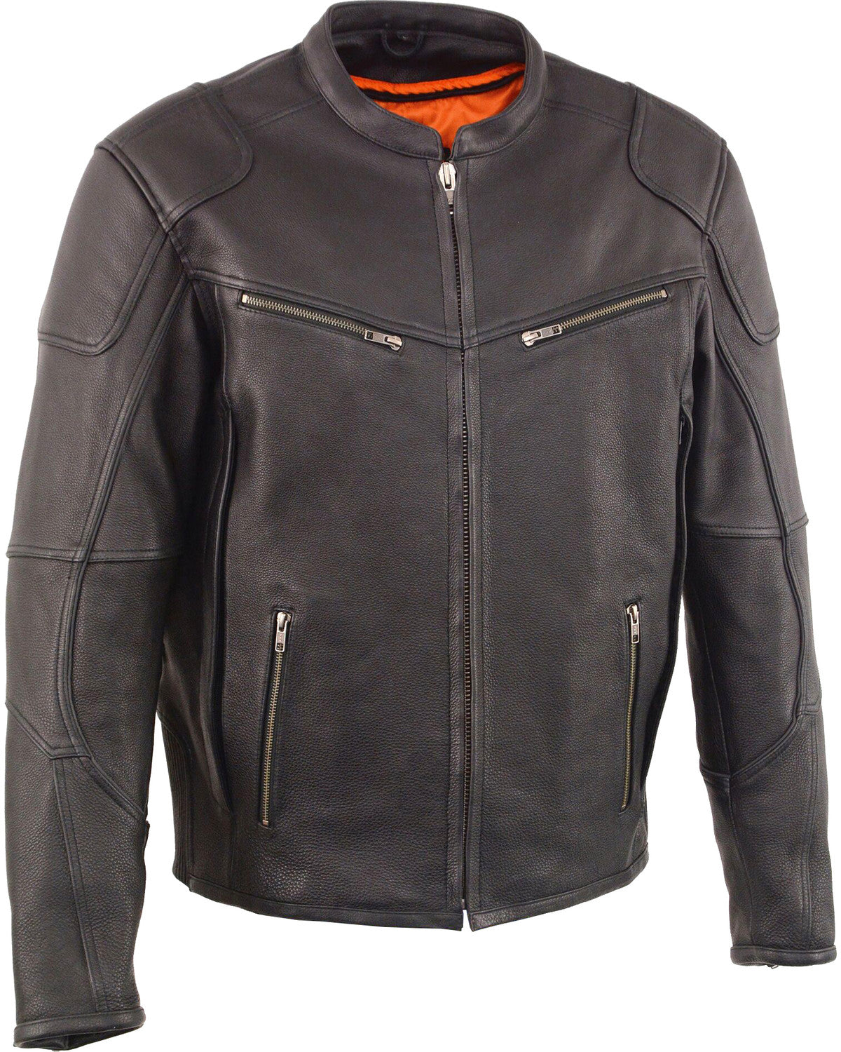 Biker-Leather-Jacket-1_2e3ef879-1141-4ba4-9ae7-734e9b92c226.jpg Men's Black Cool Tec Leather Biker Jacket - Image 1
