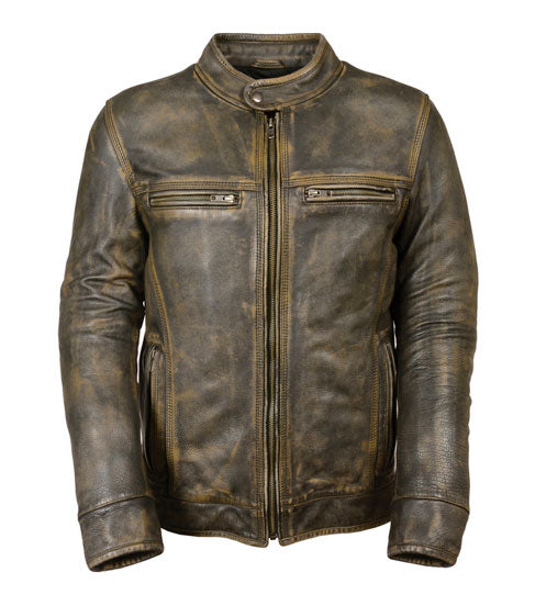 Biker-Leather-Jacket-1_3e6d0bdc-b272-4548-a167-9428721b0f1b.jpg Men's Brown Distressed Motorbike Riding Biker Jacket - Image 1