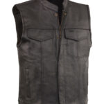 Black Open Neck Club Style Vest