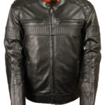 Men's Black Quilted Pattern Scooter Motorbike Leather Jacket