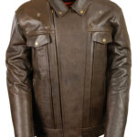 Men's Brown Pocket Biker Leather Jacket