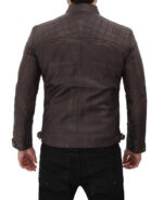 Claude Quilted Distressed Brown Leather Jacket - Image 2