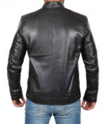 Mens Black Lambskin Biker Style Leather Jacket - Image 2