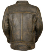 Men's Brown Distressed Motorbike Riding Biker Jacket - Image 2