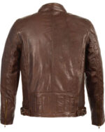 Men's Stand Up Collar Leather Jacket - Image 2
