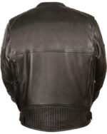 Men's Black Quilted Pattern Scooter Motorbike Leather Jacket - Image 2