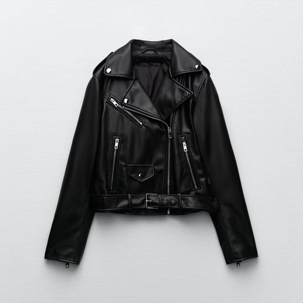 Biker-Leather-Jackets1-14-1.jpg Black Women's Motorcycle Sheepskin Biker Leather Jacket - Image 1