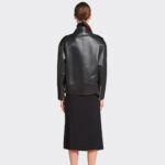 women's black leather biker jacket - Image 2