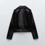 Black Women's Motorcycle Sheepskin Biker Leather Jacket - Image 2