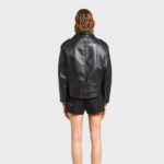 black  women's leather biker jacket - Image 2