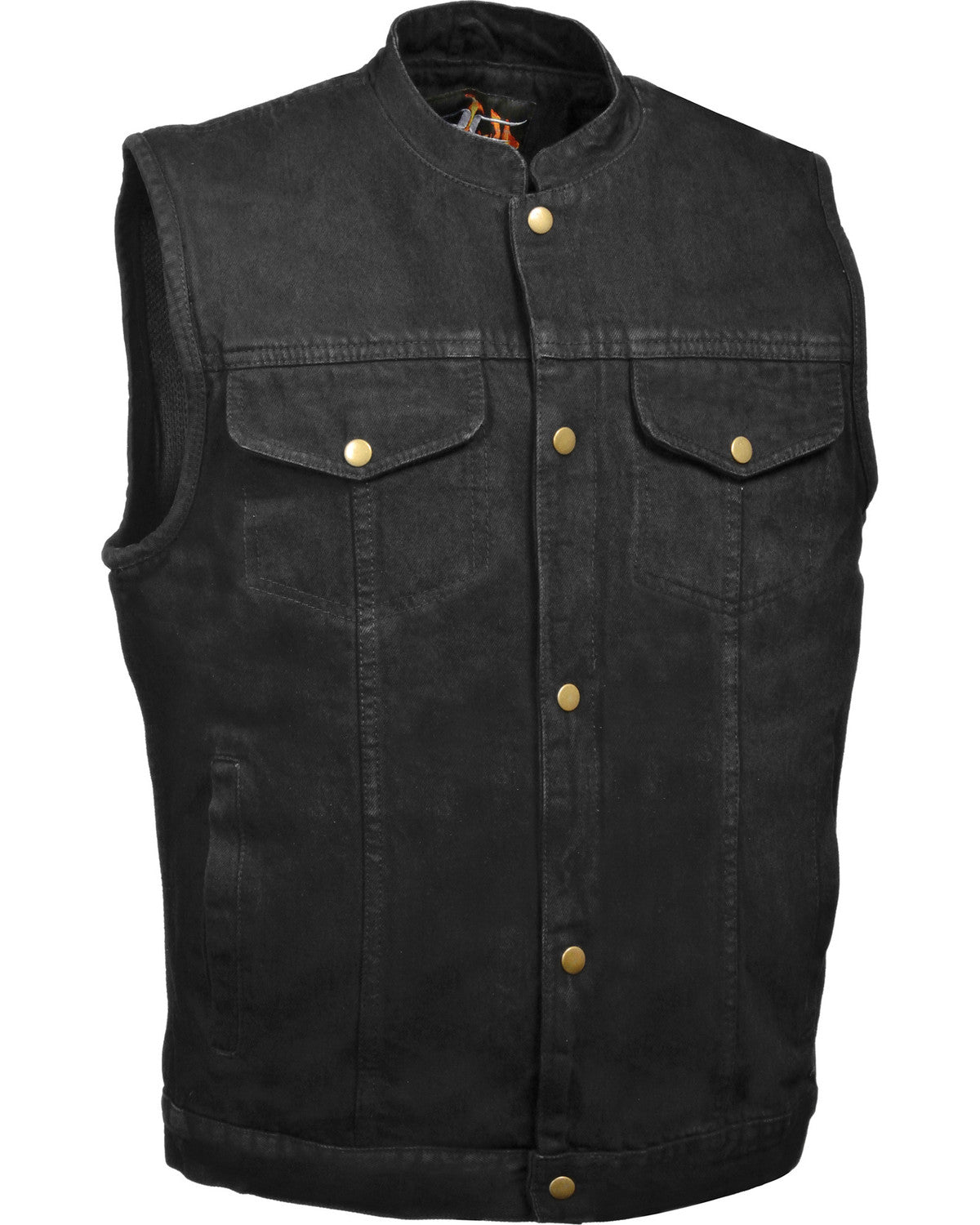 Biker-Leather-Vests-1_955b1afc-72b1-4f50-bb29-b472a7f593e1.jpg MEN'S SNAP FRONT DENIM CLUB STYLE VEST W/ GUN POCKET - Image 1