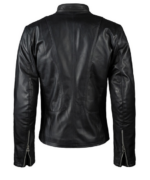 Men's Black Biker Leather Jacket - Image 2