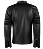 Men Black Biker Leather Jacket - Image 2