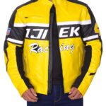Black & Yellow Biker Leather Jacket