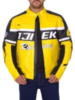 Black & Yellow Biker Leather Jacket
